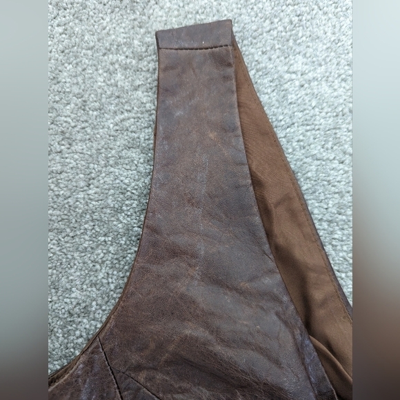 DANIER leather silk V-neck maxi brown orange mermaid V-neck dress size 12 - Picture 7 of 15